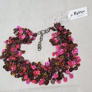 Bijou Sequin Magenta Multi Strand Bracelet: